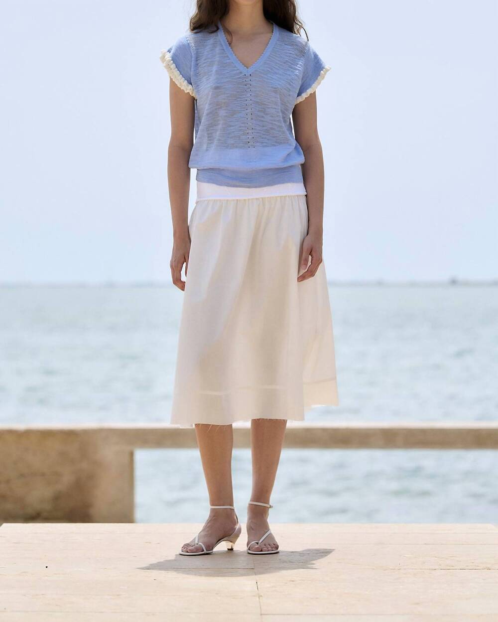 NEW SITA MURT v-neck flared sweater in blue